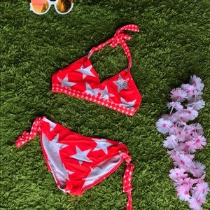 Little Girls Two Piece Star Swim Suit Size (7/8)